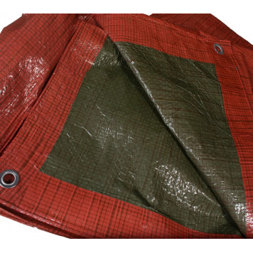 Тент 80 г/м² 5x6 м зелено-помаранчевий — універсальний водонепроникний тент від дощу та сонця-2